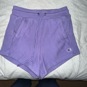 purple champion sweat shorts